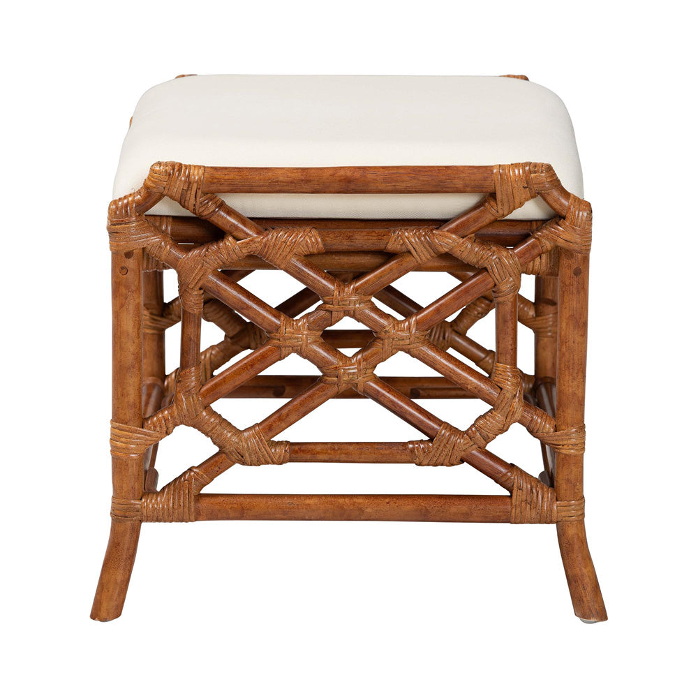 bali & pari - Morley Ottoman in Marbled Tortoise Brown/White - WS192-Tortoise Cushion-Rattan-Stool view 3