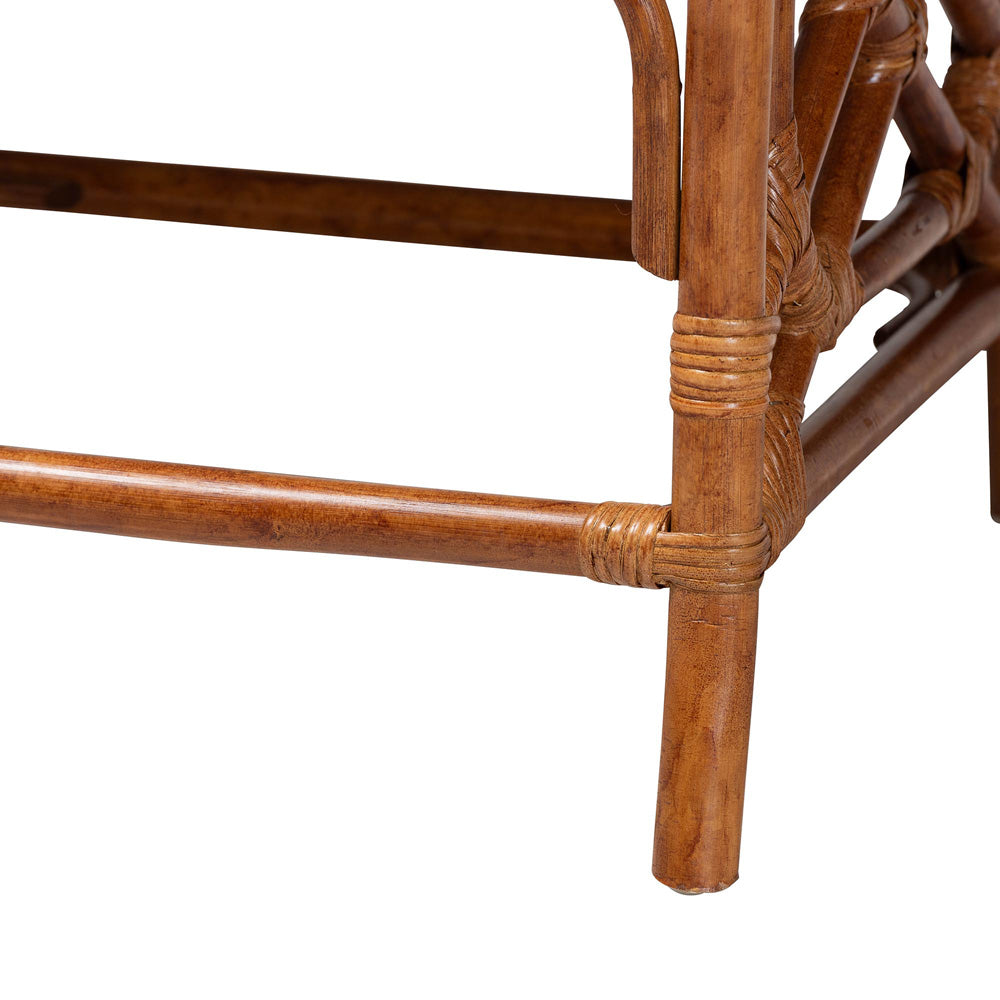 bali & pari - Morley Ottoman in Marbled Tortoise Brown/White - WS192-Tortoise Cushion-Rattan-Stool view 4