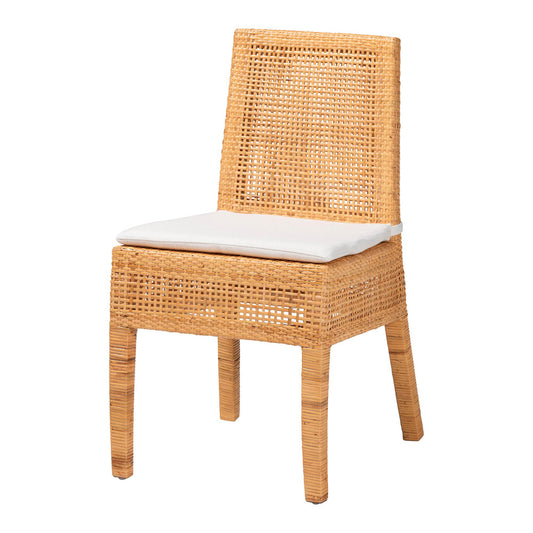 bali & pari - Morris Dining Chair in Light Honey/White - MD-39688 Morris-Mahogany/Rattan Honey-DC view 1