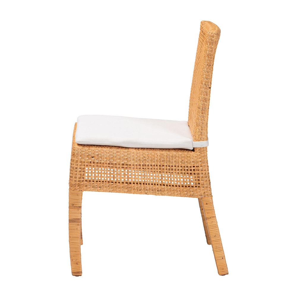 bali & pari - Morris Dining Chair in Light Honey/White - MD-39688 Morris-Mahogany/Rattan Honey-DC view 3