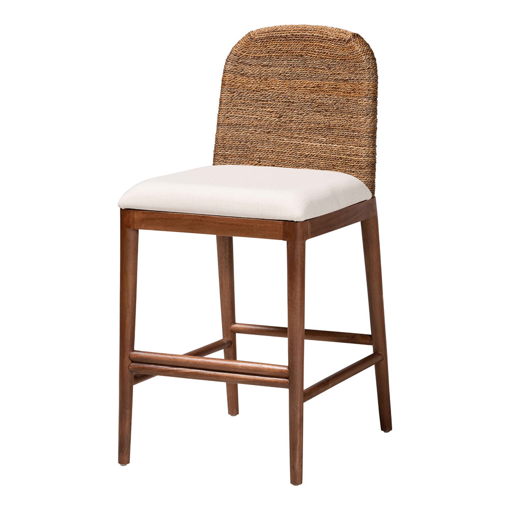 bali & pari - Nadim Counter Stool in White/Natural Brown/Natural Seagrass - New York-Wood/Banana-CS view 1