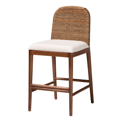 bali & pari - Nadim Counter Stool in White/Natural Brown/Natural Seagrass - New York-Wood/Banana-CS view 1