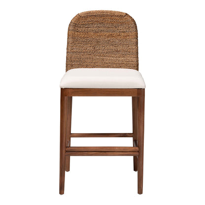 bali & pari - Nadim Counter Stool in White/Natural Brown/Natural Seagrass - New York-Wood/Banana-CS view 2