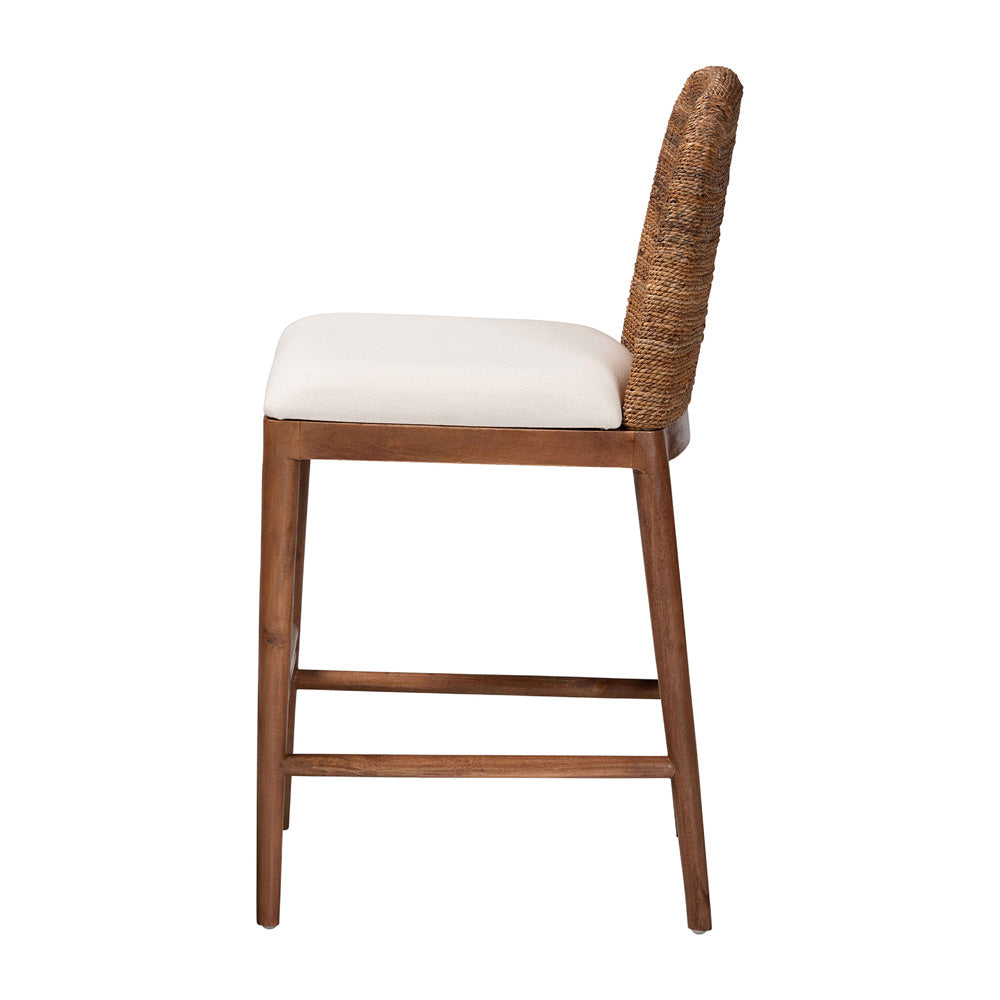 bali & pari - Nadim Counter Stool in White/Natural Brown/Natural Seagrass - New York-Wood/Banana-CS view 3