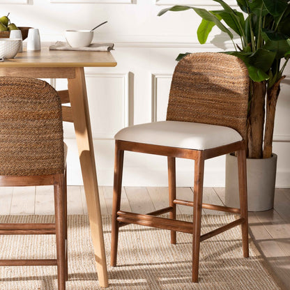 bali & pari - Nadim Counter Stool in White/Natural Brown/Natural Seagrass - New York-Wood/Banana-CS view 8