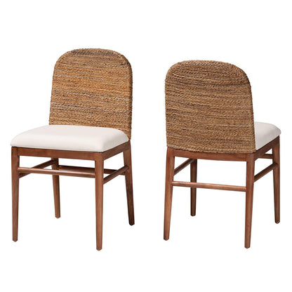 bali & pari - Nadim Set of 2 Dining Chairs in White/Natural Brown/Natural Seagrass - New York-Wood/Banana-DC view 1