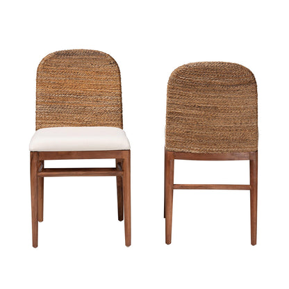 bali & pari - Nadim Set of 2 Dining Chairs in White/Natural Brown/Natural Seagrass - New York-Wood/Banana-DC view 2