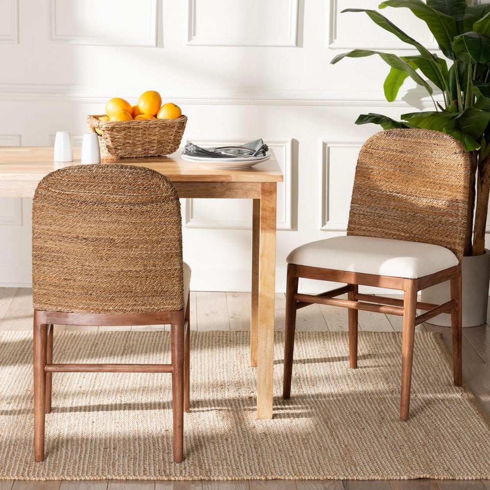 bali & pari - Nadim Set of 2 Dining Chairs in White/Natural Brown/Natural Seagrass - New York-Wood/Banana-DC view 7