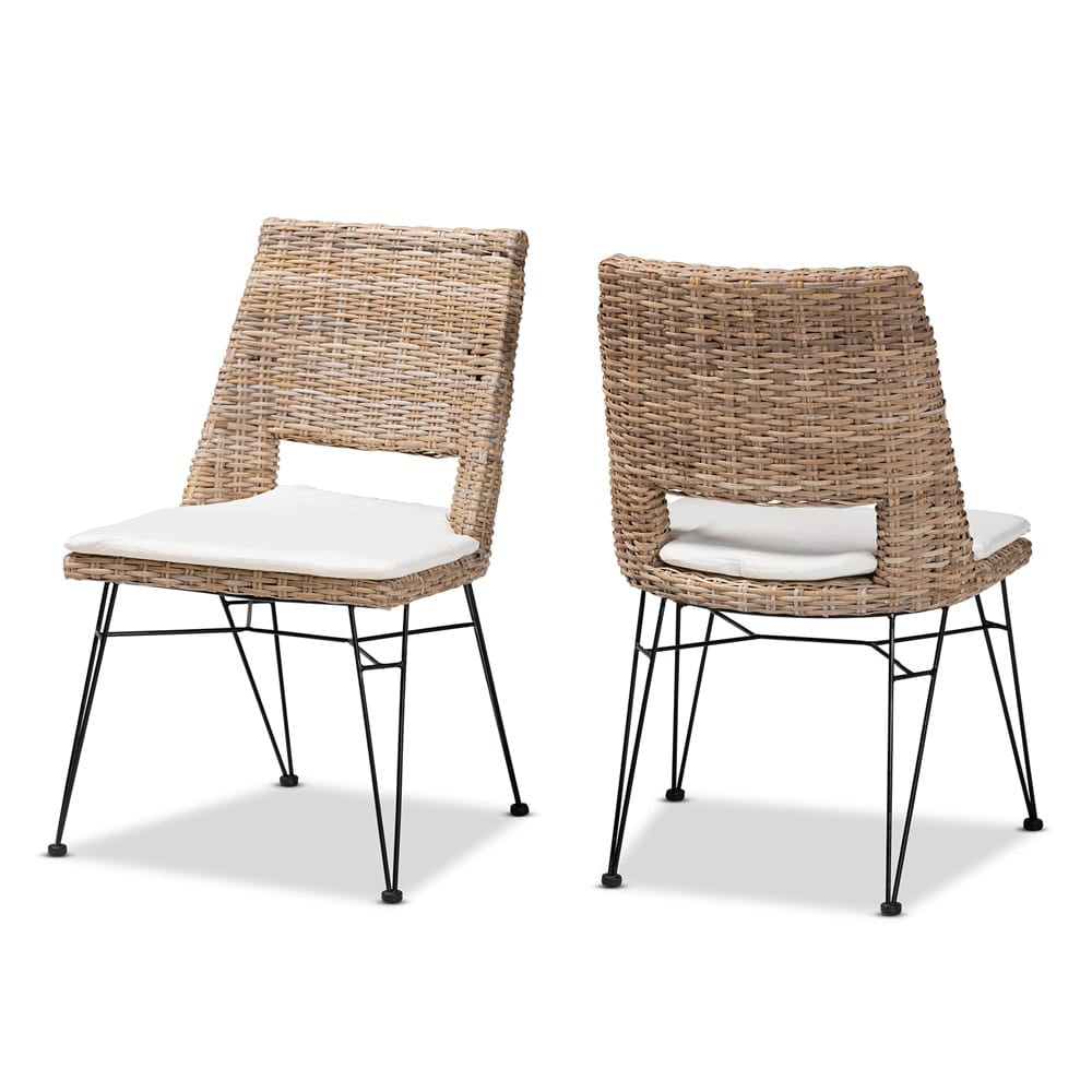 bali & pari - Nafaro Set of 2 Dining Chairs in Greywashed/Black/White - Nafaro-Grey Natural/Black-DC view 1