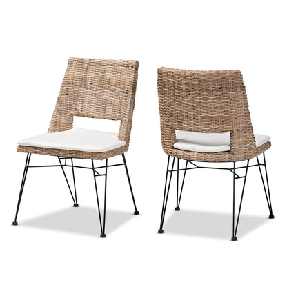 bali & pari - Nafaro Set of 2 Dining Chairs in Greywashed/Black/White - Nafaro-Grey Natural/Black-DC view 1