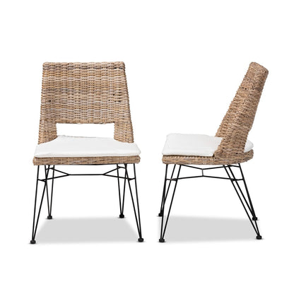 bali & pari - Nafaro Set of 2 Dining Chairs in Greywashed/Black/White - Nafaro-Grey Natural/Black-DC view 3