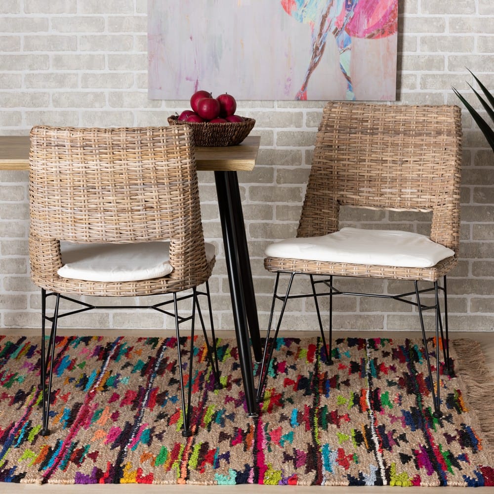 bali & pari - Nafaro Set of 2 Dining Chairs in Greywashed/Black/White - Nafaro-Grey Natural/Black-DC view 7