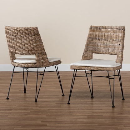 bali & pari - Nafaro Set of 2 Dining Chairs in Greywashed/Black/White - Nafaro-Grey Natural/Black-DC view 8