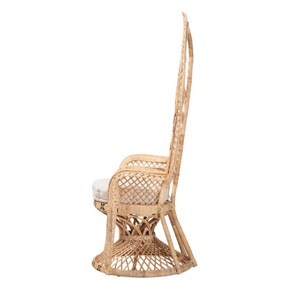 bali & pari - Nafisa Peacock Accent Chair in Natural Brown - WS186-Natural Peacock Rattan-Cushion-Chair view 3