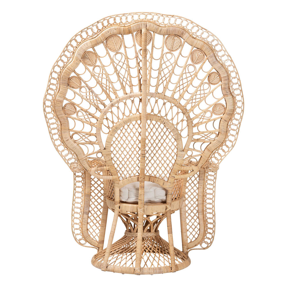 bali & pari - Nafisa Peacock Accent Chair in Natural Brown - WS186-Natural Peacock Rattan-Cushion-Chair view 4