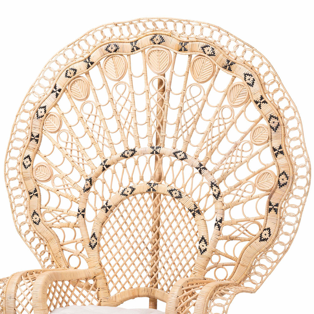bali & pari - Nafisa Peacock Accent Chair in Natural Brown - WS186-Natural Peacock Rattan-Cushion-Chair view 5
