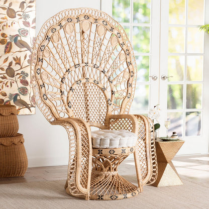 bali & pari - Nafisa Peacock Accent Chair in Natural Brown - WS186-Natural Peacock Rattan-Cushion-Chair view 9