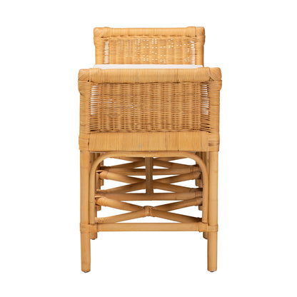 bali & pari - Nairi Bench in White/Natural Brown - WS21-Rattan-Bench view 3