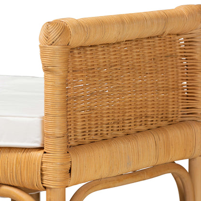 bali & pari - Nairi Bench in White/Natural Brown - WS21-Rattan-Bench view 4