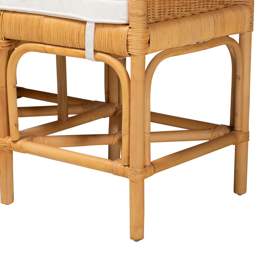 bali & pari - Nairi Bench in White/Natural Brown - WS21-Rattan-Bench view 5