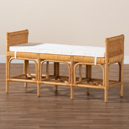 bali & pari - Nairi Bench in White/Natural Brown - WS21-Rattan-Bench view 8