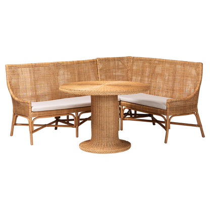 bali & pari - Nantai Dining Set in Light Honey - Baako/Braided-3PC Dining Set view 1