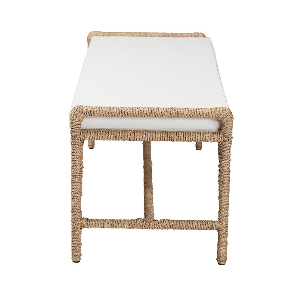 bali & pari - Nasim Bench in White/Natural Brown - F232-FT2-Seagrass-Bench view 3