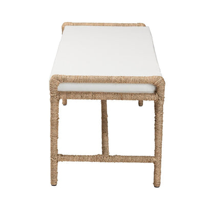 bali & pari - Nasim Bench in White/Natural Brown - F232-FT2-Seagrass-Bench view 3