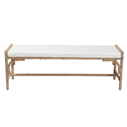 bali & pari - Nasim Bench in White/Natural Brown - F232-FT2-Seagrass-Bench view 4