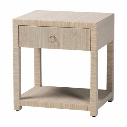 bali & pari - Nata Nightstand in Natural/Gold - Nata-Natural Woven Grasscloth-NS view 1
