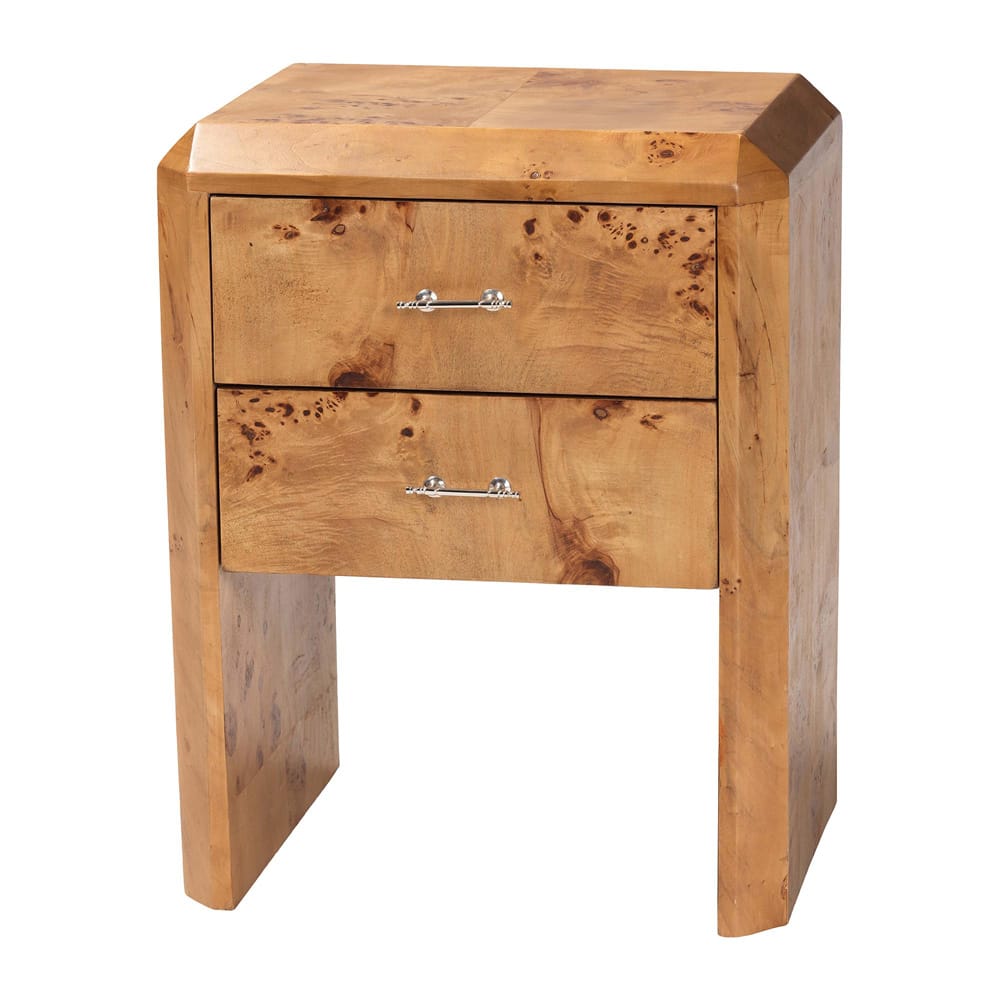 bali & pari - Nebu Nightstand in Mappa Burl - SVN-1311-Natural Burl-Nebu-NS view 1