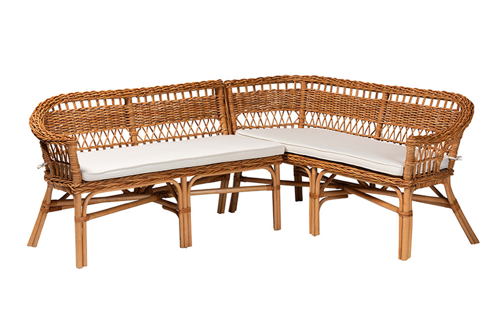 bali & pari - Nella Dining Bench - Nella-Natural/Light Honey Rattan-2PC Bench Set view 1