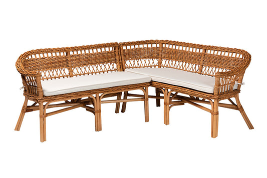 bali & pari - Nella Dining Bench - Nella-Natural/Light Honey Rattan-2PC Bench Set view 1