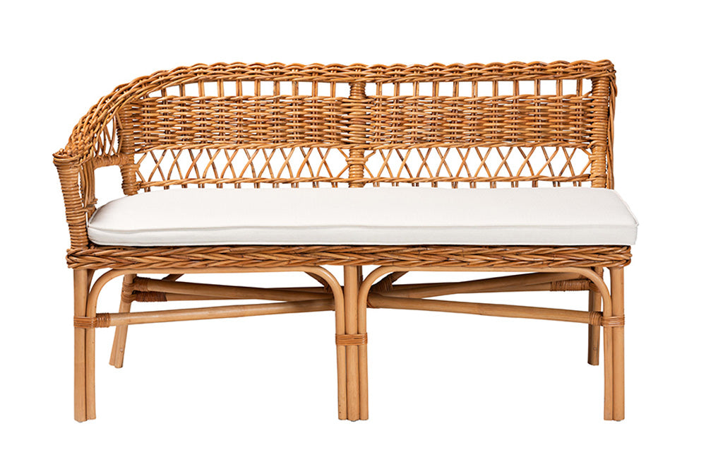 bali & pari - Nella Dining Bench - Nella-Natural/Light Honey Rattan-2PC Bench Set view 2
