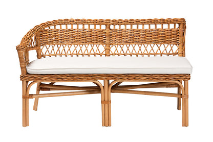bali & pari - Nella Dining Bench - Nella-Natural/Light Honey Rattan-2PC Bench Set view 2