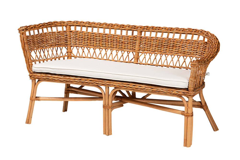 bali & pari - Nella Dining Bench - Nella-Natural/Light Honey Rattan-2PC Bench Set view 3