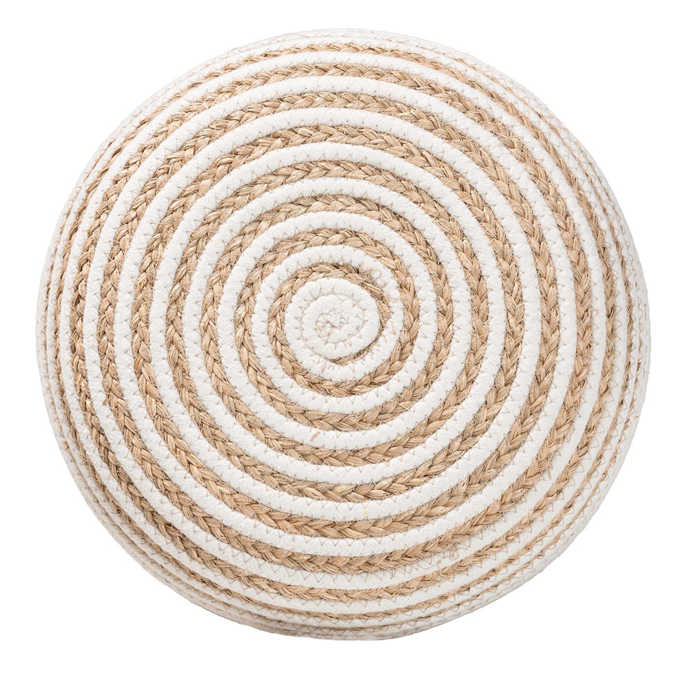 bali & pari - Nequiel Footstool in White/Natural Brown - F234-FT5-Seagrass/Cotton-Stool view 3