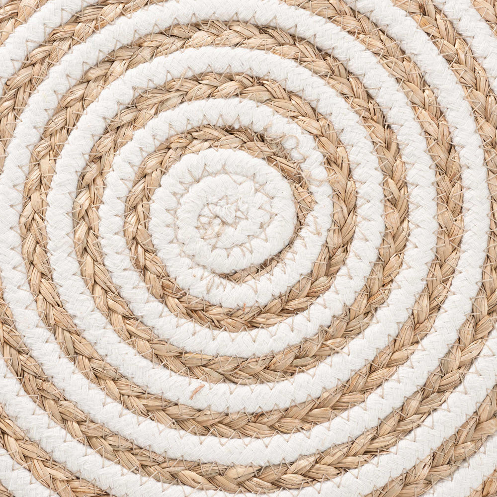 bali & pari - Nequiel Footstool in White/Natural Brown - F234-FT5-Seagrass/Cotton-Stool view 4