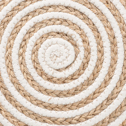 bali & pari - Nequiel Footstool in White/Natural Brown - F234-FT5-Seagrass/Cotton-Stool view 4