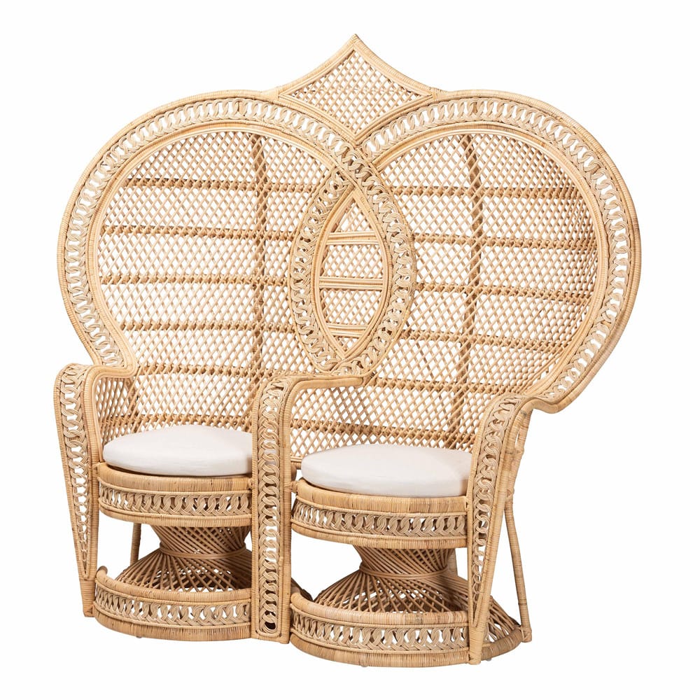 bali & pari - Nerita Chair in White/Natural Brown - WS044-Natural Rattan-CC view 1
