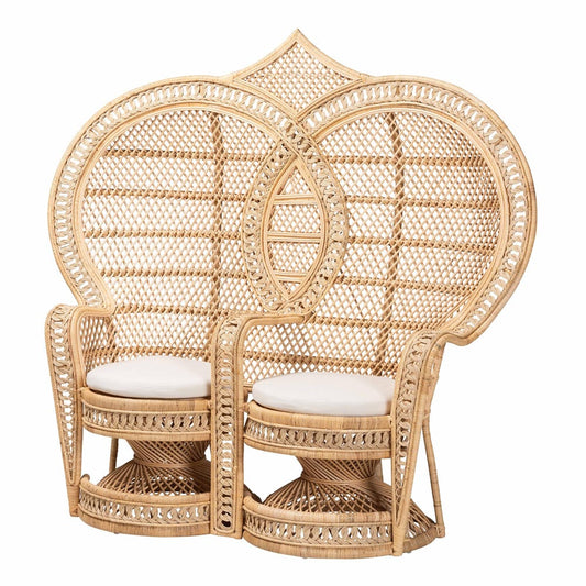 bali & pari - Nerita Chair in White/Natural Brown - WS044-Natural Rattan-CC view 1