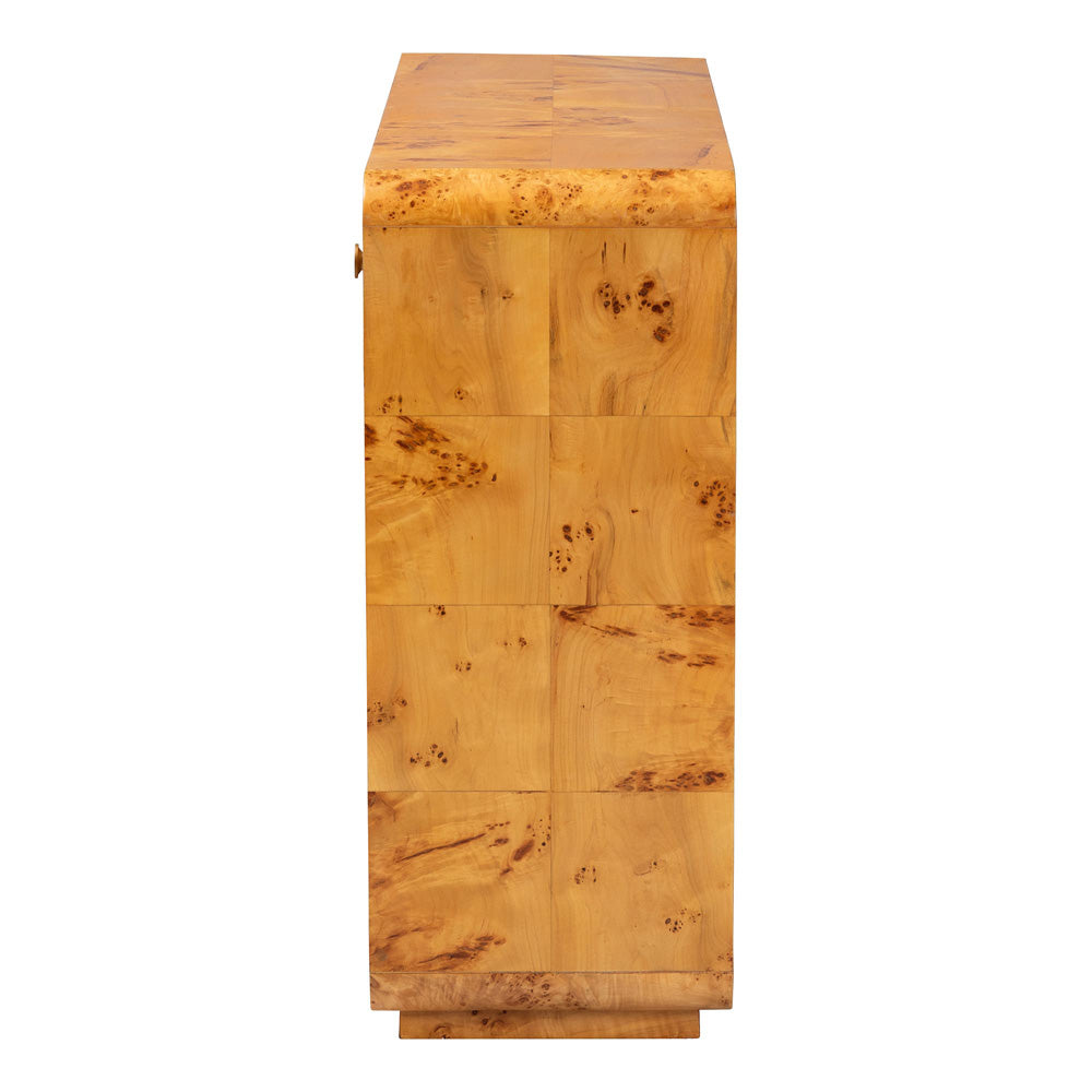 bali & pari - Netra Console Table in Light Mappa Burl - KL-1572-Natural Burl Op1-Ebony-3DW-Console Table-BOXED view 4