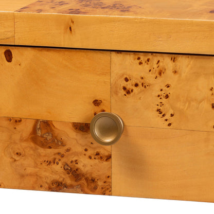 bali & pari - Netra Console Table in Light Mappa Burl - KL-1572-Natural Burl Op1-Ebony-3DW-Console Table-BOXED view 6