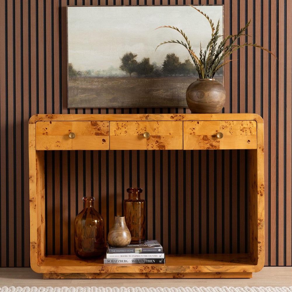 bali & pari - Netra Console Table in Light Mappa Burl - KL-1572-Natural Burl Op1-Ebony-3DW-Console Table-BOXED view 9