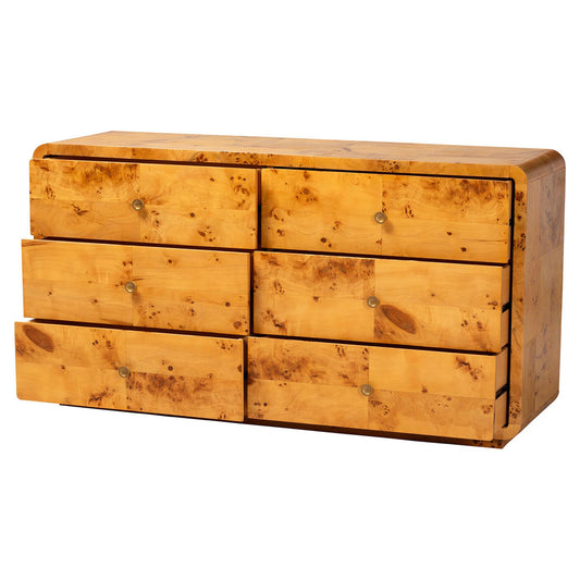 bali & pari - Netra Dresser in Light Mappa Burl - KL-1571-Natural Burl Op1-Ebony-6DW-Dresser-BOXED view 2