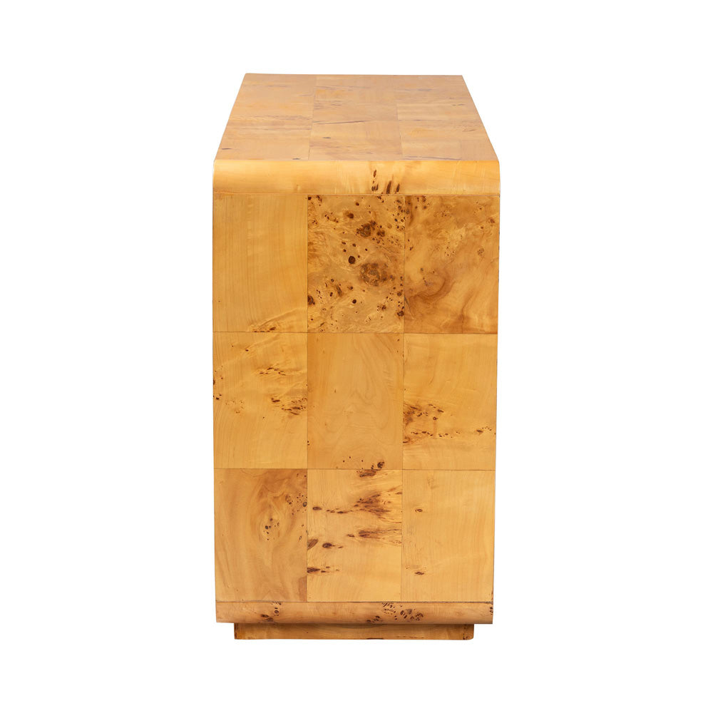 bali & pari - Netra Dresser in Light Mappa Burl - KL-1571-Natural Burl Op1-Ebony-6DW-Dresser-BOXED view 4