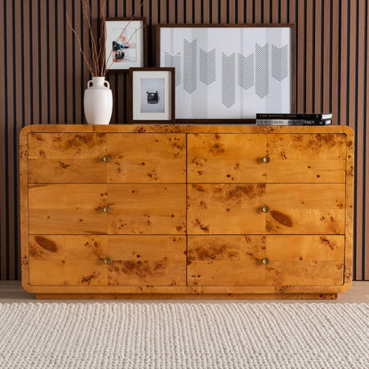 bali & pari - Netra Dresser in Light Mappa Burl - KL-1571-Natural Burl Op1-Ebony-6DW-Dresser-BOXED view 9
