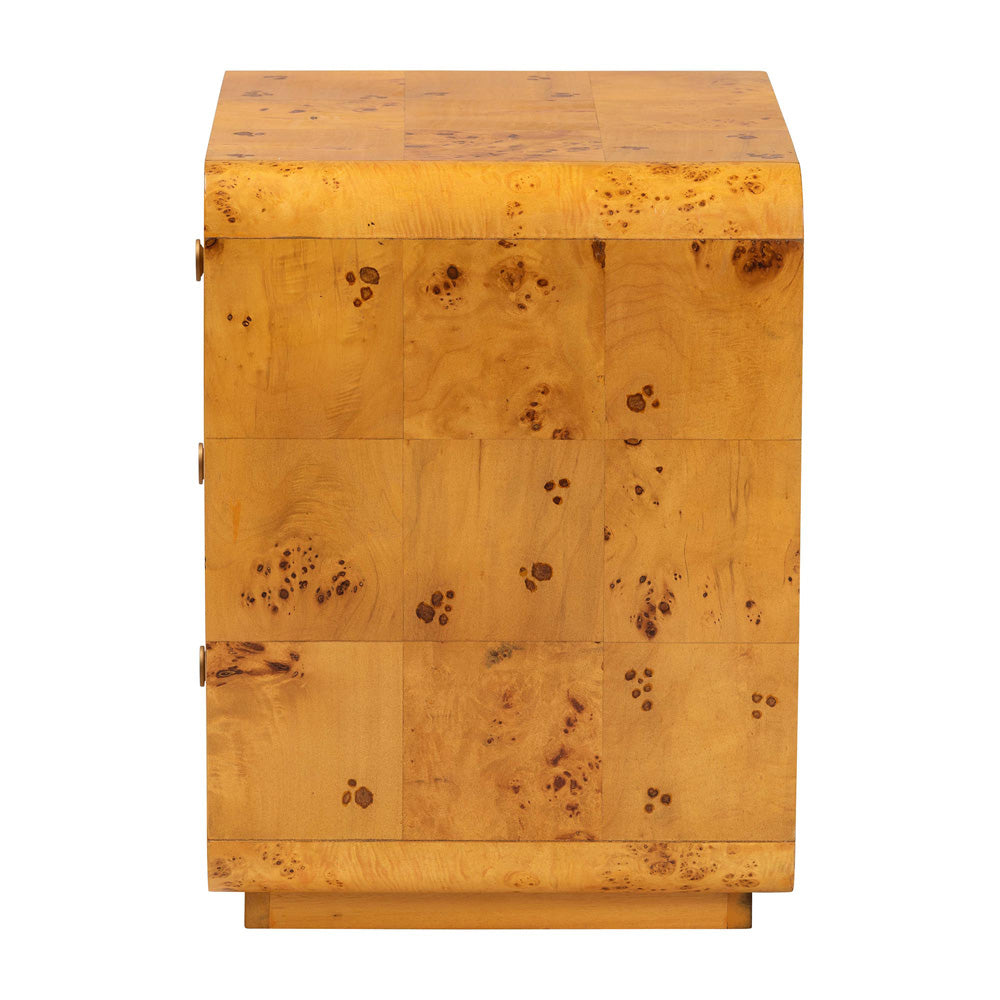bali & pari - Netra Nightstand in Light Mappa Burl - KL-1569-Natural Burl Op1-Ebony-3DW-NS-BOXED view 4
