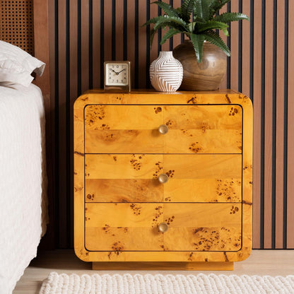 bali & pari - Netra Nightstand in Light Mappa Burl - KL-1569-Natural Burl Op1-Ebony-3DW-NS-BOXED view 9