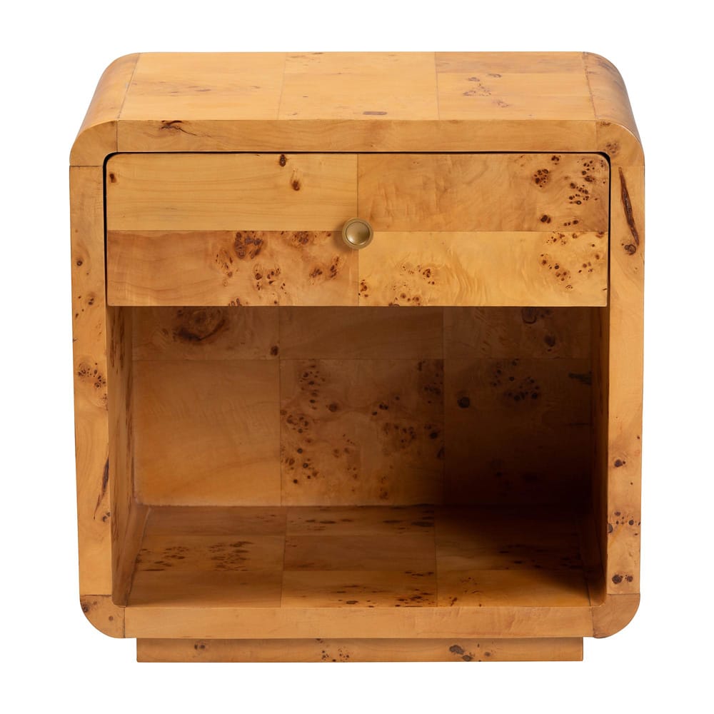 bali & pari - Netra Nightstand in Light Mappa Burl - KL-1570-Natural Burl Op1-Ebony-NS-BOXED view 3